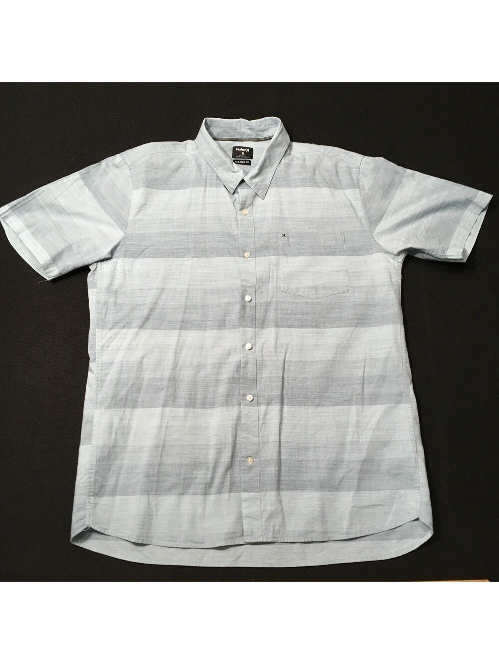 Hurley Blue short Sleeve Button Up Mens  Tailored Fit XL